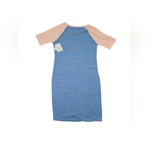 LuLaRoe Julia Blue and Peach Dress. - Picture 2 of 3
